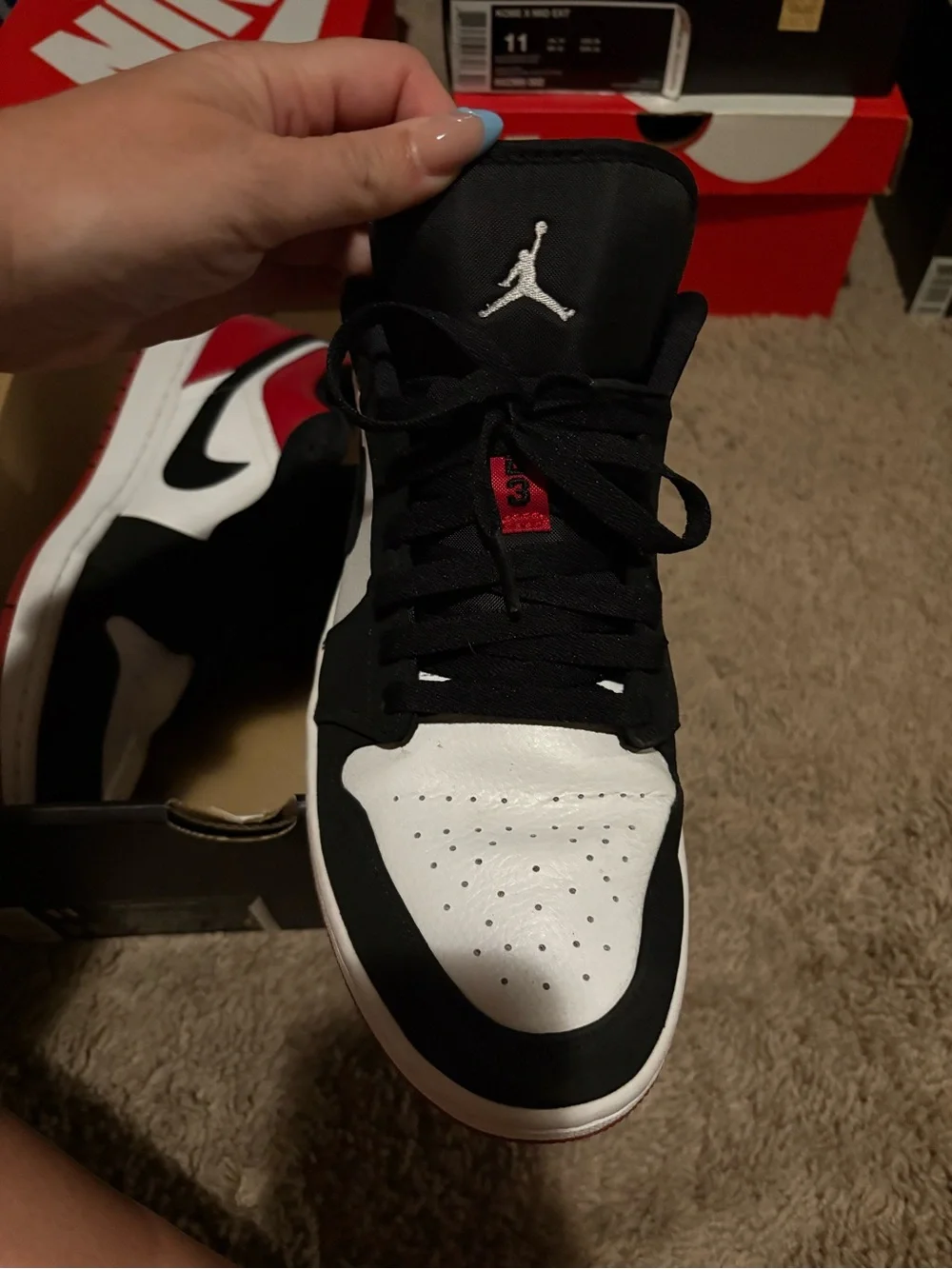 Jordan Men's Low Top Sneakers - Black/White/Red
